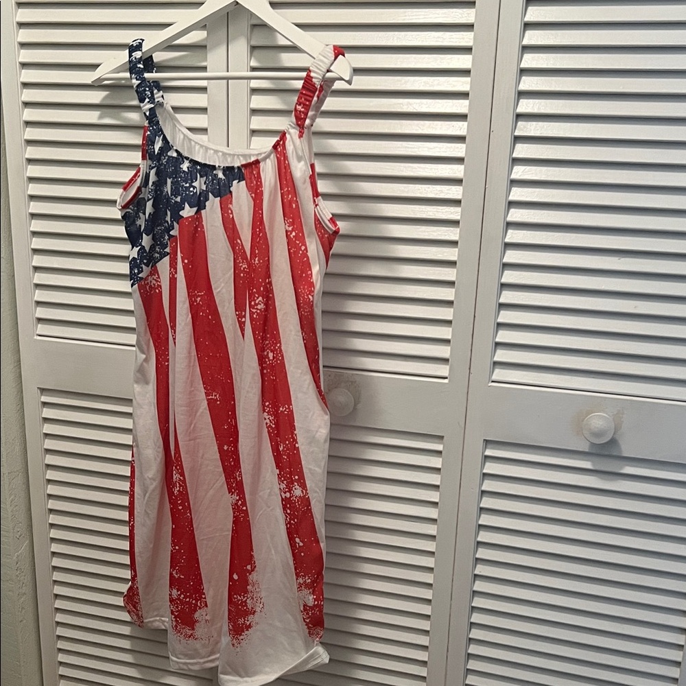 # 0518+ Patriotic Red and Blue Striped Dress